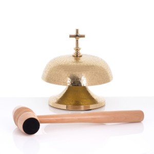 Gong mosiądz drewniany młotek 19 cm