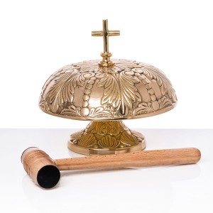 Gong mosiądz drewniany młotek 23 cm