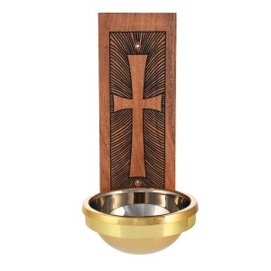 Kropielnica mosiądz drewno krzyż