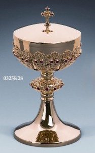 Puszka śr.120 nodus ażur czerwone kamienie w koszyczku