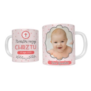 Kubek pamiątka Chrztu z personalizacją dla dziewczynki