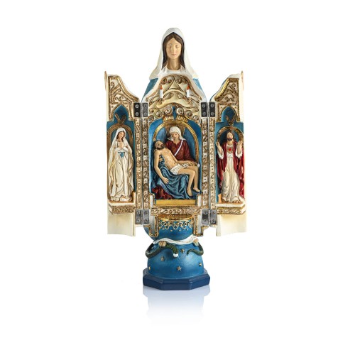 Figurka - tryptyk - Matka Boża Niepokalana - Pieta - Serce Jezusa - 30 cm