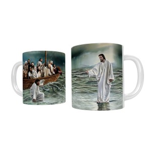 Kubek chrześcijański Jezus chodzący po wodzie