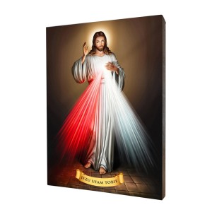 Obraz religijny na desce lipowej, Jezus Miłosierny