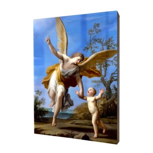 Obraz religijny na desce lipowej, Anioł Stróż