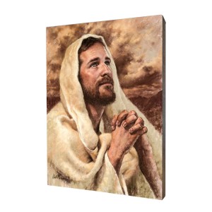 Obraz religijny na desce lipowej, Jezus w modlitwie