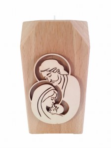 Święta Rodzina świecznik drewniany jasny