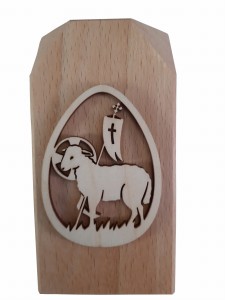 Baranek Wielkanocny świecznik drewniany