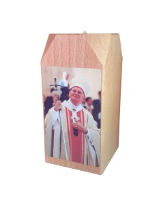 Świecznik Drewno Jan Paweł II polski papież
