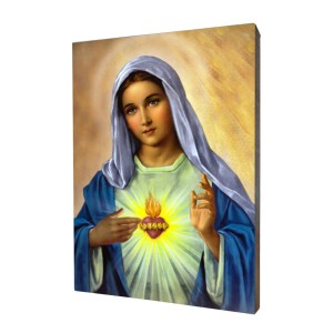 Obraz religijny na desce lipowej, Serce Maryi