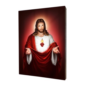 Obraz religijny na desce lipowej, Serce Jezusa