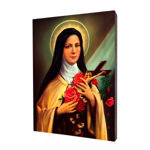 Obraz religijny na desce lipowej, święta Teresa