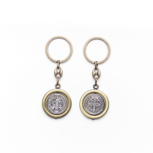 Brelok obracany - Św. Benedykt - satynowa powłoka