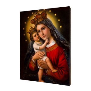 Obraz religijny na desce lipowej, Matka Boża
