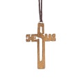 Naszyjnik - krzyżyk - JESUS - drewno - rzemyk