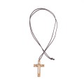 Naszyjnik - krzyżyk - JESUS - drewno - rzemyk