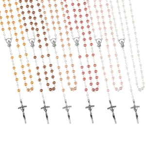 Różaniec - plastik - 6 mm - perłowa powłoka