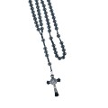 Różaniec - 12 mm - hematyt - św. Benedykt - Ematite