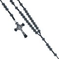 Różaniec - 12 mm - hematyt - św. Benedykt - Ematite