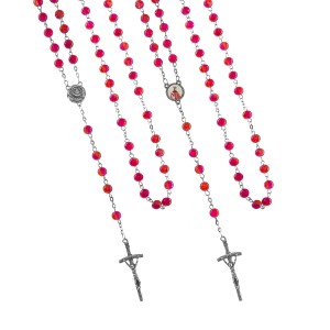 Różaniec - szkło - 6 mm - róża - kard. Stefan Wyszyński