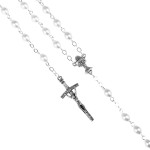 Różaniec komunijny - 8 mm - plastik - perłowa powłoka