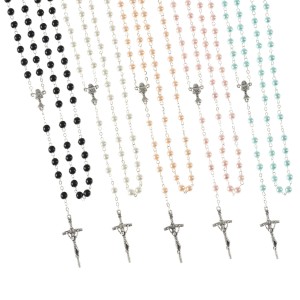 Różaniec - Pierwsza Komunia Święta - 6 mm - szkło - perłowa powłoka