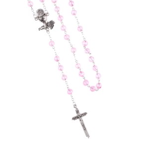 Różaniec do Pierwszej Komunii - naszyjnik - szkło - 6 mm