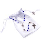 Różaniec do Pierwszej Komunii - naszyjnik - szkło - 4 mm - ozdobny woreczek - mix kolorów