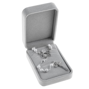 Różańce ślubne - biały turkus i czarny agat - komplet