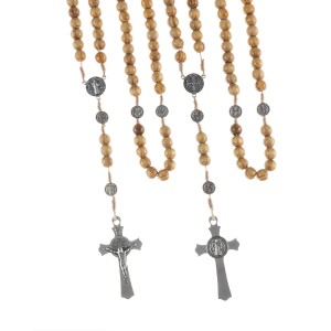 Różaniec - drewno - 6 mm - św. Benedykt