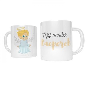 Kubek ceramiczny z aniołkiem, spersonalizowany