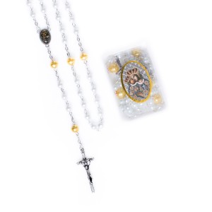 Różaniec - szkło - 6 i 8 mm - Matka Boża Kalwaryjska - pudełko