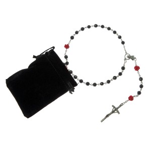 Różaniec - 6 mm - róża - woreczek flokowany