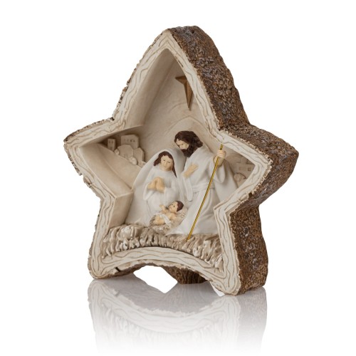 Szopka bożonarodzeniowa - Święta Rodzina - gwiazda - świecąca - Bianco