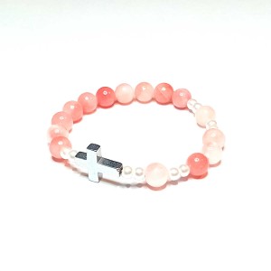 Bransoletka - 10 różańca - kamień naturalny - Jadeit z Persji i perła