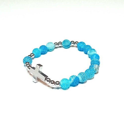 Bransoletka - 10 różańca - kamień naturalny - Agat mrożony