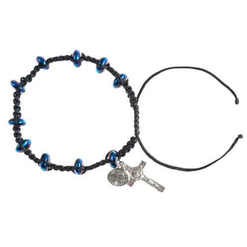 Bransoletka - dziesiątka różańca szklana - Św. Benedykt