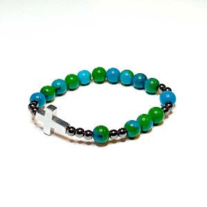 Dziesiątka różańca - Bransoletka - kamień naturalny - chryzokola - hematyt