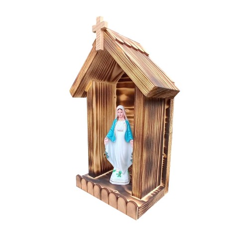 Kapliczka drewniana na figury - palona na wenge