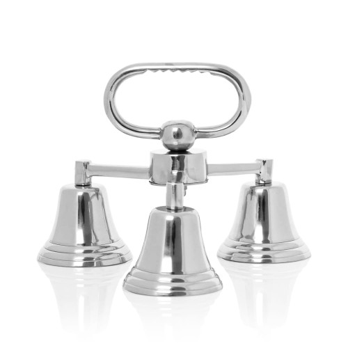 Dzwonki potrójne mosiężne niklowane gładkie