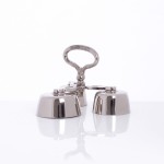 Dzwonek potrójny z mosiądzu, niklowany