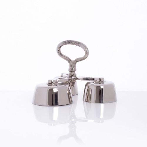 Dzwonek potrójny z mosiądzu, niklowany