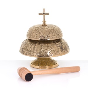 Gong mosiężny zdobiony + młoteczek
