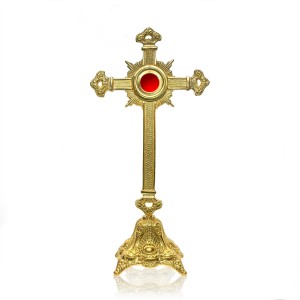 Relikwiarz krzyż mosiądz