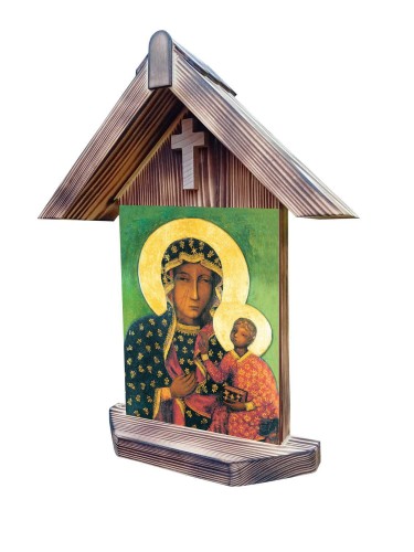 Kapliczka z obrazem na ceramice - Matka Boska Częstochowska