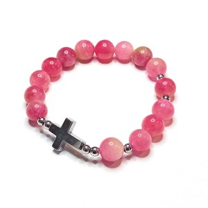 Bransoletka - różaniec - kamień naturalny - turmalin hematyt 