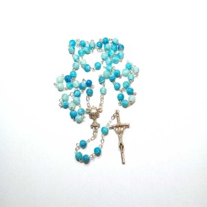 Różaniec do Pierwszej Komunii -  kamień naturalny -  agat mrożony 