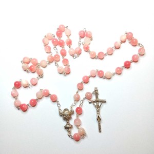 Różaniec do Pierwszej Komunii  kamień naturalny -  jadeit perski