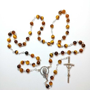 Różaniec kamień naturalny -  tygrysie oko 6mm