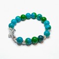 Bransoletka kamień naturalny chryzokola i kamień silver